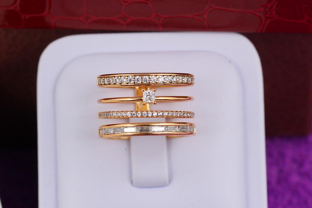 Кольцо Xuping Jewelry четыре кольца р. 15 Золотистый