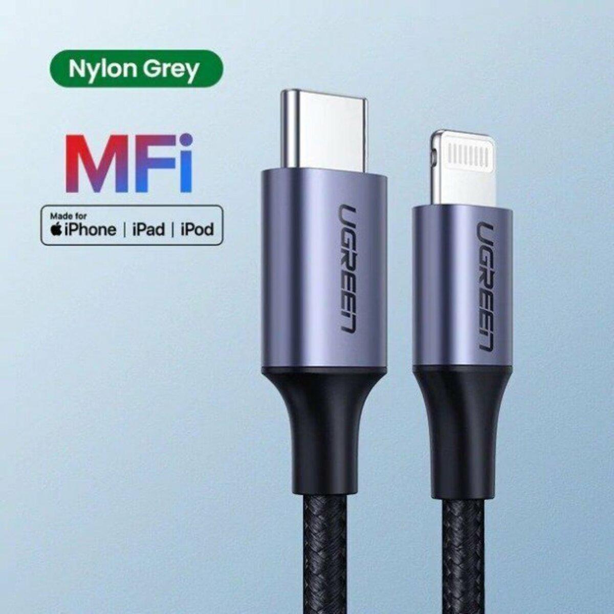 Кабель UGREEN US304 USB-C to Lightning M/M Cable Aluminum Shell Braided 1 м Black (UGR-60759) - фото 3 Кабель UGREEN US304 USB-C to Lightning M/M Cable Aluminum Shell Braided 1 м Black (UGR-60759) - фото 3