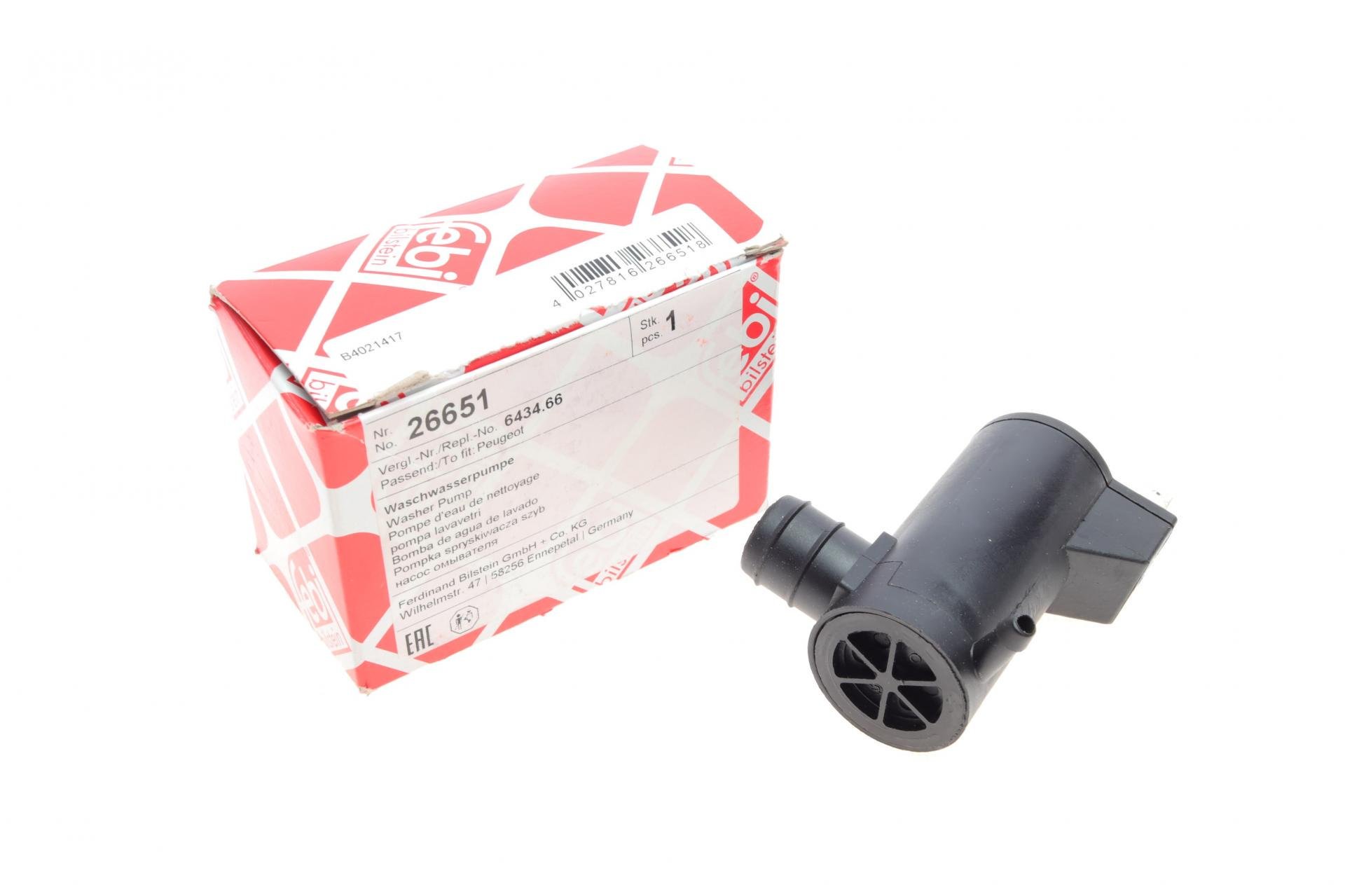 Насос омывателя стекла FEBI BILSTEIN Citroen AX/BX/Peugeot 106/205/309/405 -03 (26651)