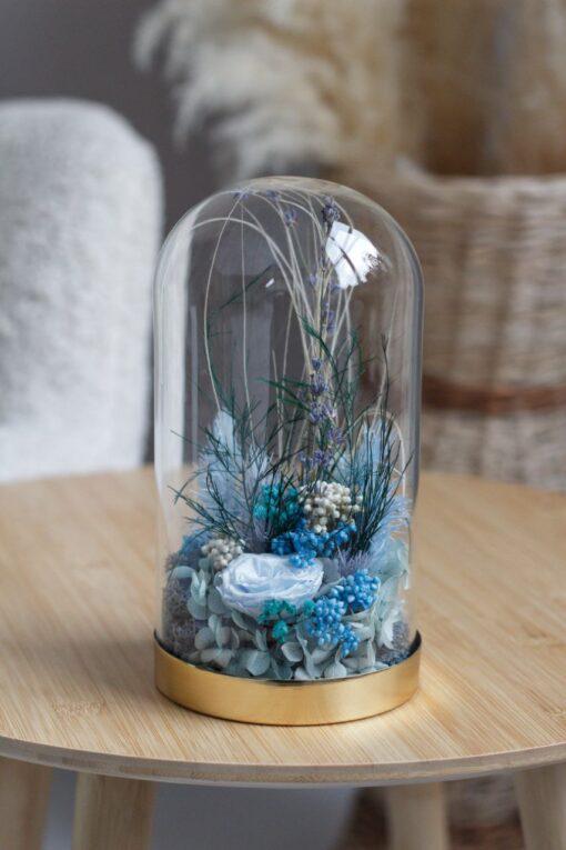 Интерьерная композиция в колбе Цветочная феерия 20 см Голубой