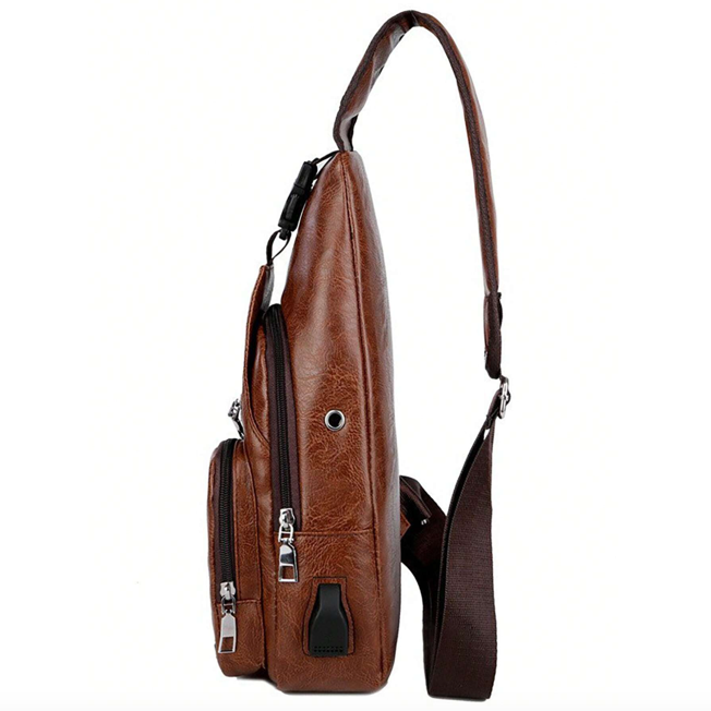 Сумка-слінг чоловіча через плече з одним основним відділенням Коричневий (LR 3416 BNL) - фото 2