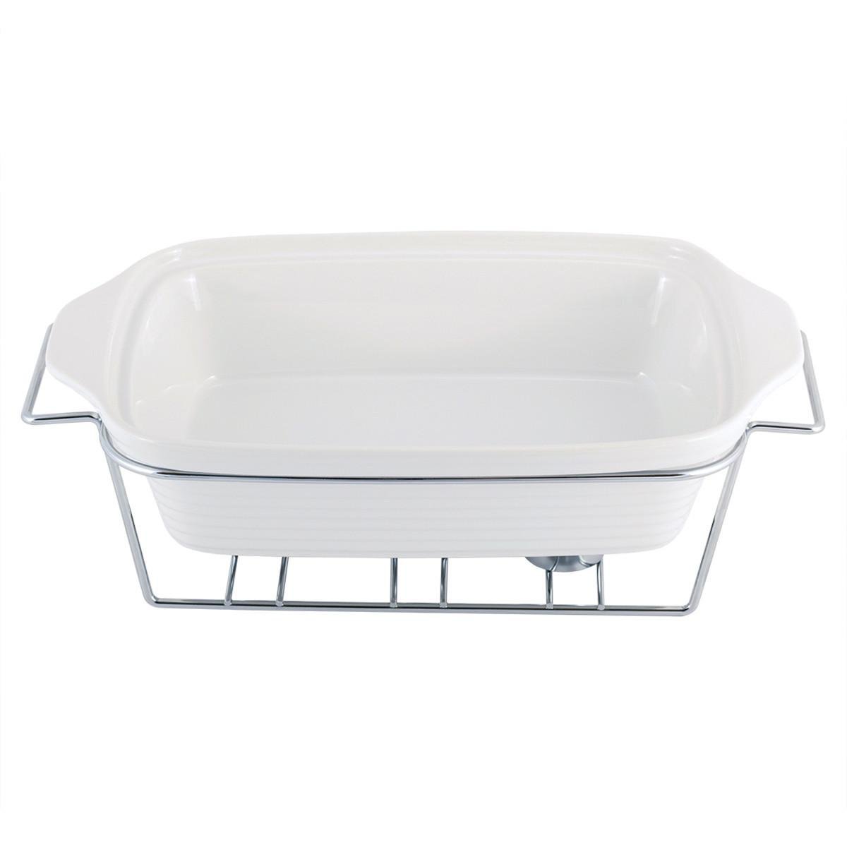 Марміт зі скляною кришкою та металевою підставкою Kamille KM-6403 керамічний 2,4 л Білий (150-84-6403)