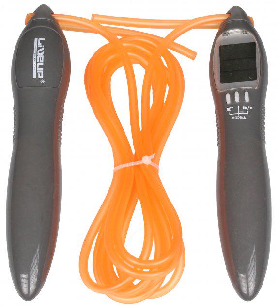 Скакалка LiveUP Electronic Jump Rope з електронним лічильником 275 см Сіро-жовтогарячий (LS3123)