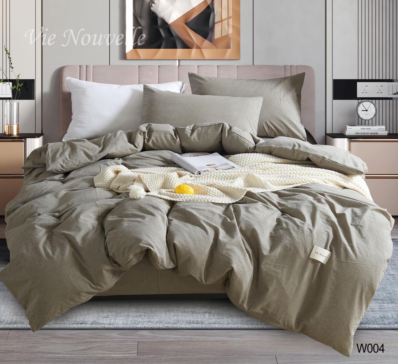 Постельное белье евро Vie Nouvelle Washed cotton вареный хлопок 200х220 см (W4E)