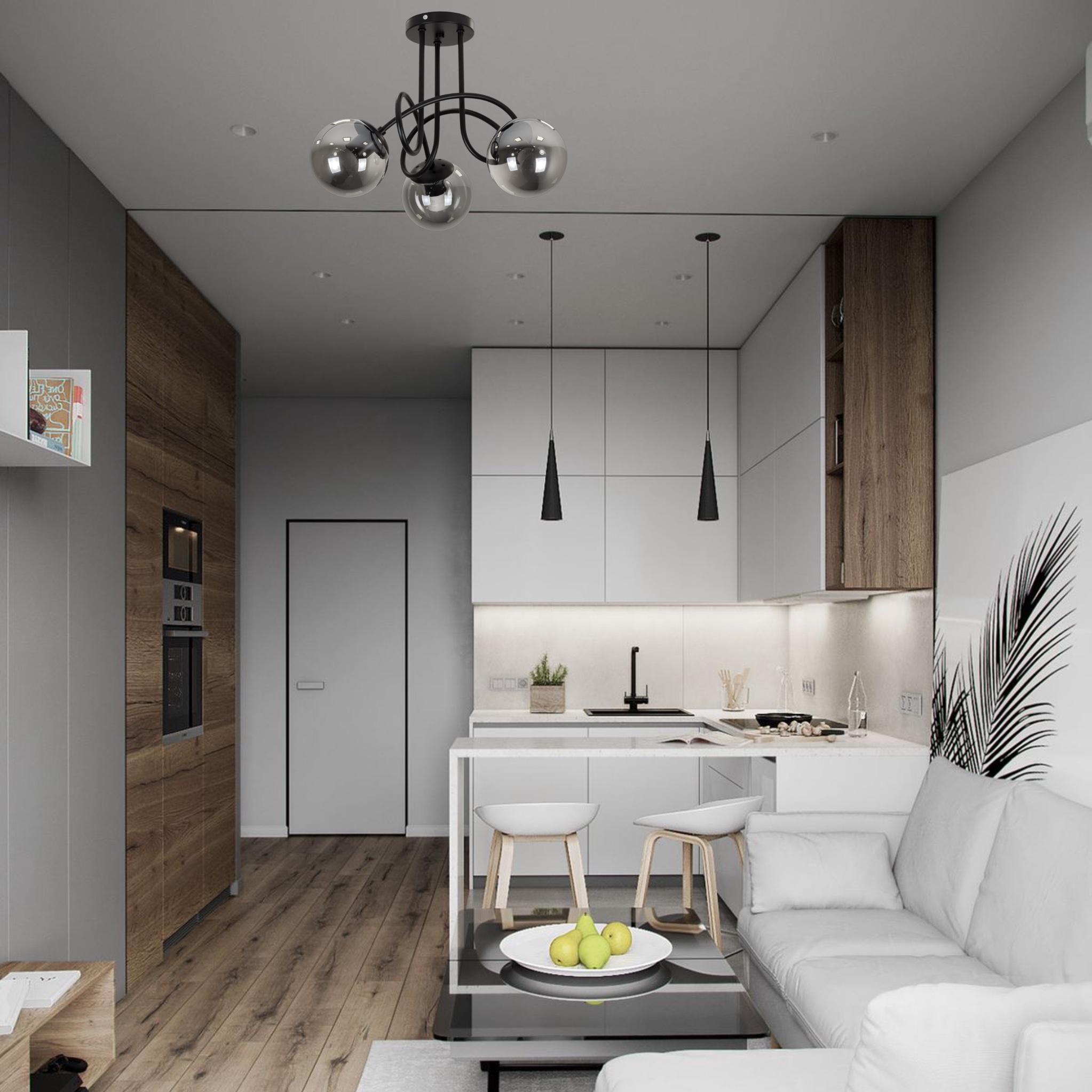 Люстра стельова Triple Glow з 3 плафонами-кульами Чорний/Графітовий (52-9903-3 BK+BK) - фото 3 Люстра стельова Triple Glow з 3 плафонами-кульами Чорний/Графітовий (52-9903-3 BK+BK) - фото 3