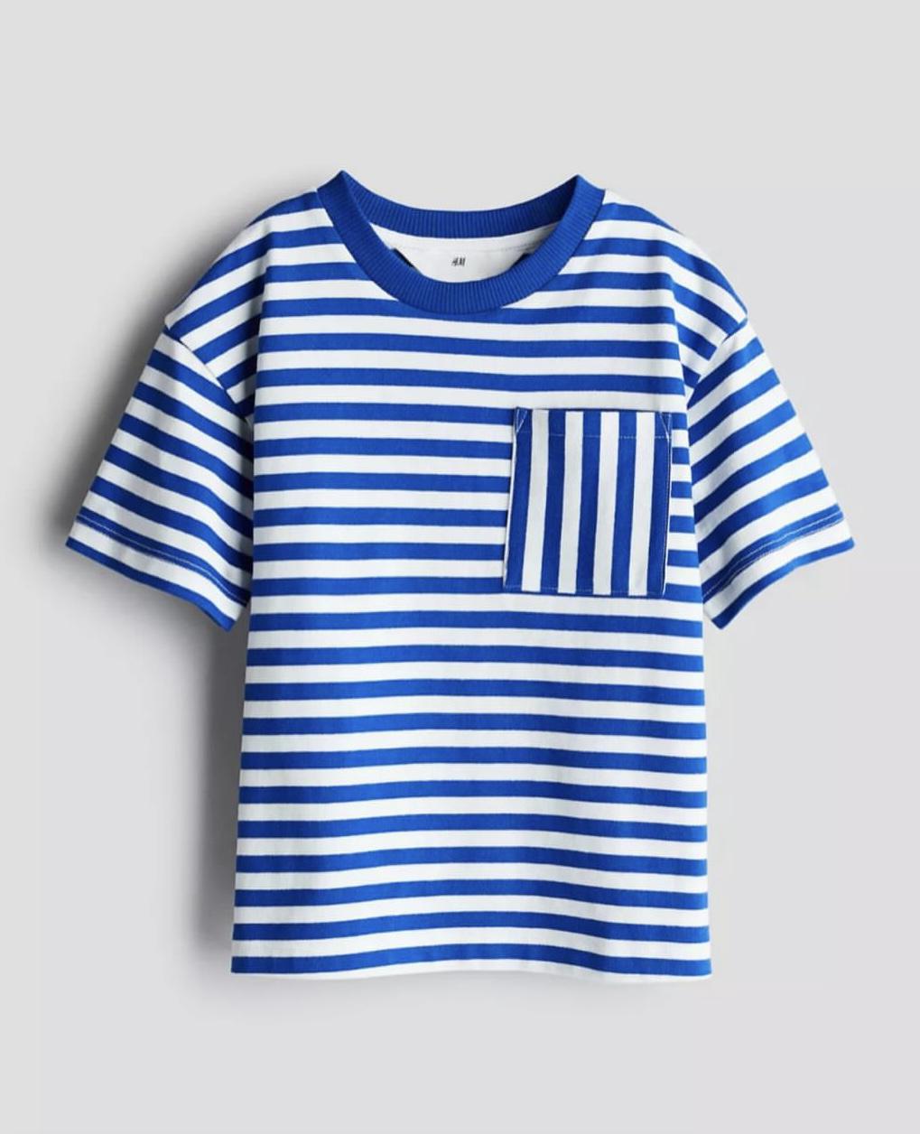 Футболка детская H&M 98-104 см Белый/Синий (00748)