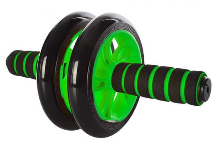 Ролик для пресса двойной EasyFit 2 колеса неопреновые ручки с ковриком Зеленый (EF-2302-G)