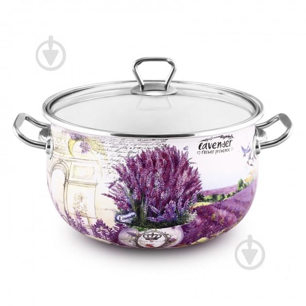 Кастрюля эмалированная 4 литра Лаванда d-20 см Interos 16707-4 ITR