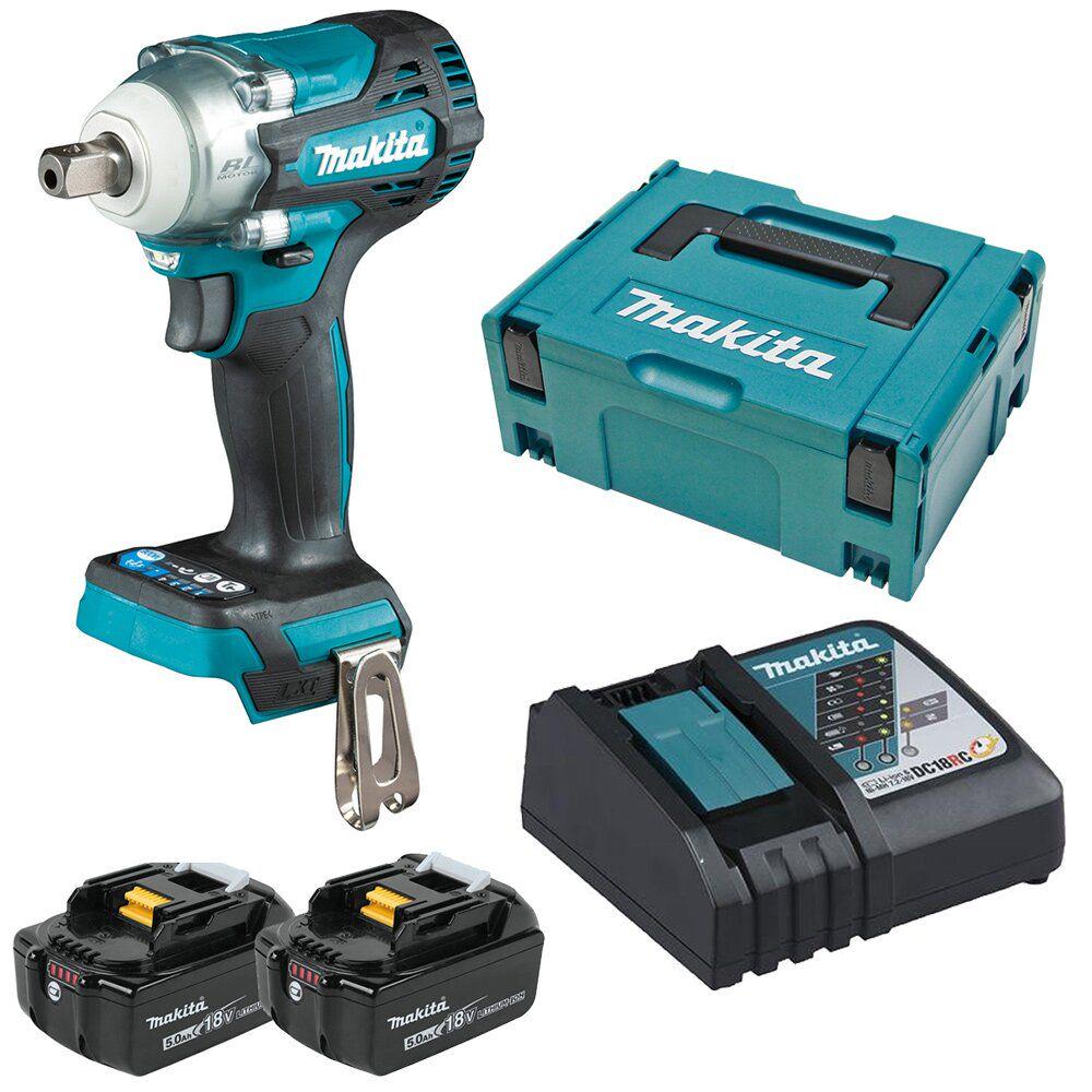 Акумуляторний ударний Електрогайковерт Makita DTW301RTJ LXT (18В, 330Нм, 1/2") гайкокрут + 2 АКБ, зарядний пристрій і Makpac кейс (4628)