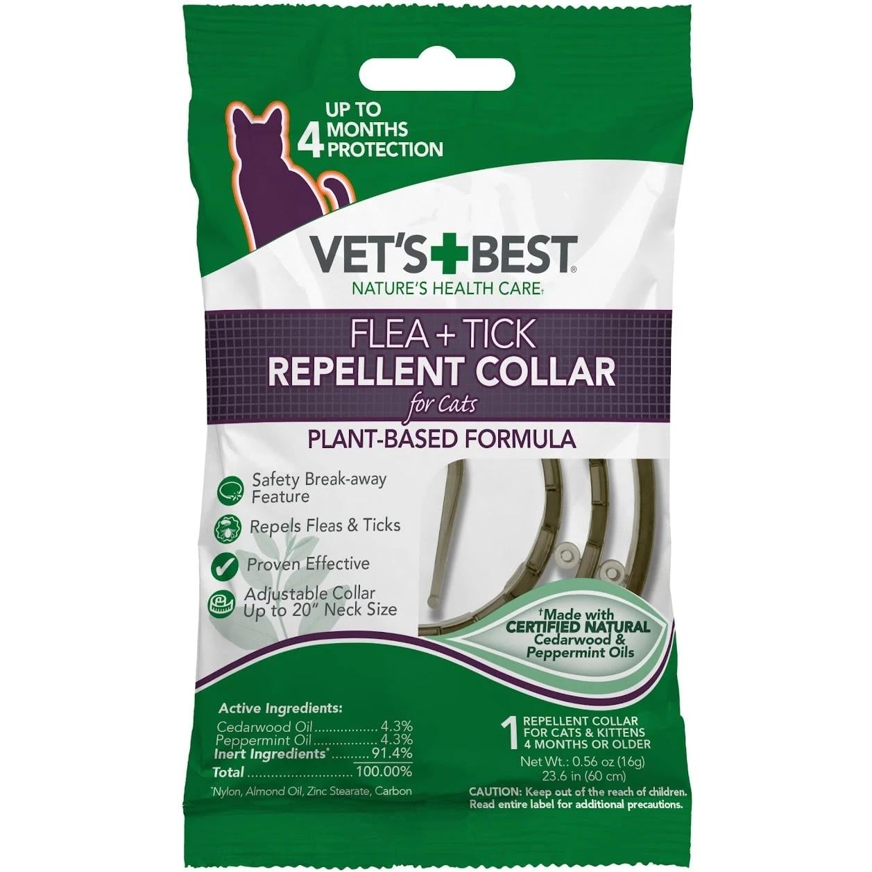 Ошейник для котов VET`S BEST Flea&Tick Repelent Collar for Cats от блох и клещей 60 см (vb10812)