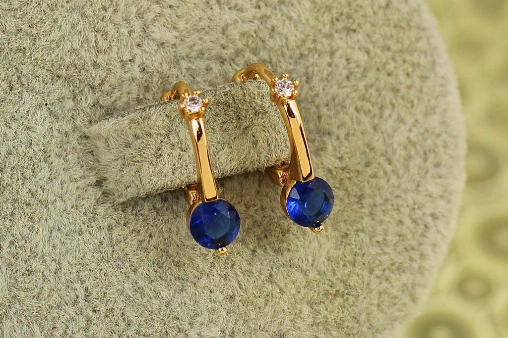 Серьги детские Xuping Jewelry Очарование с синим камнем 1,5 см Золотистый (31214131)
