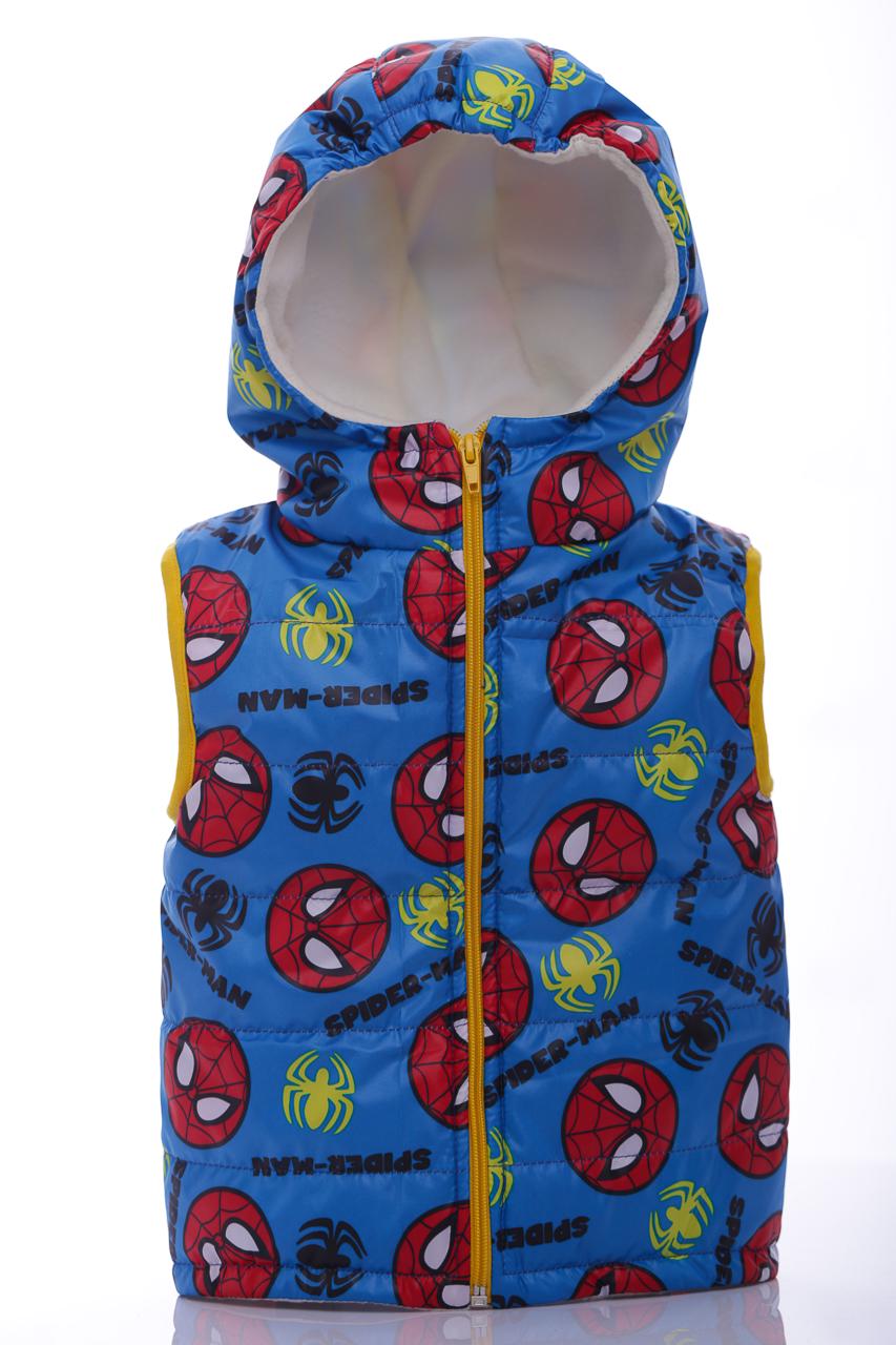 Жилетка BABYKROHA Spider Man для мальчика на флисе с капюшоном 92 см Бирюзовый (43226)