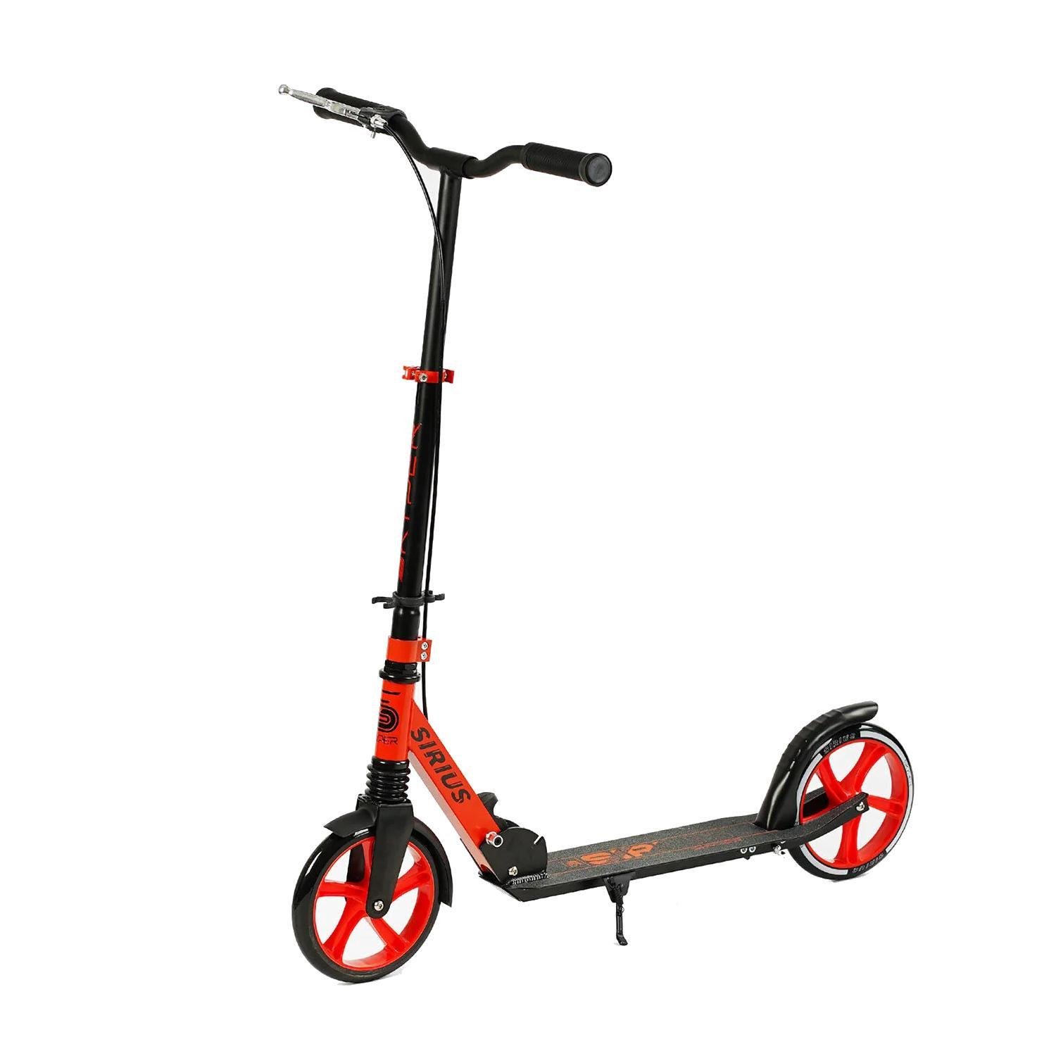 Самокат двухколесный Sirius колеса PU 200 мм 1 амортизатор ручной тормоз Black/Red (134357)