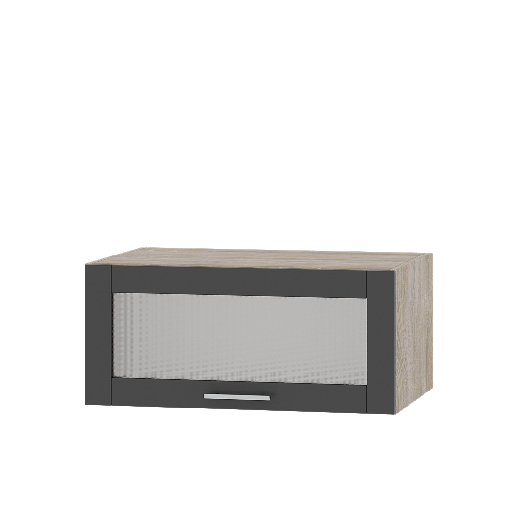 Шкаф верхний Эверест Оптима модуль Верх витрина ВВ21-800 80х57х36 см Антрацит/Дуб Сонома (08437)