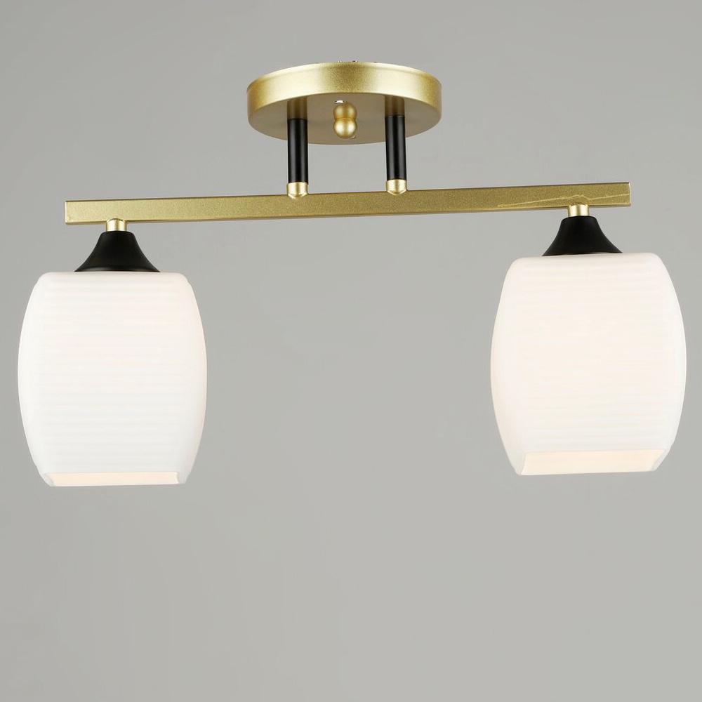 Люстра стельова Light House SRS-19604/2 GD/BK білий плафон Золотий/Чорний