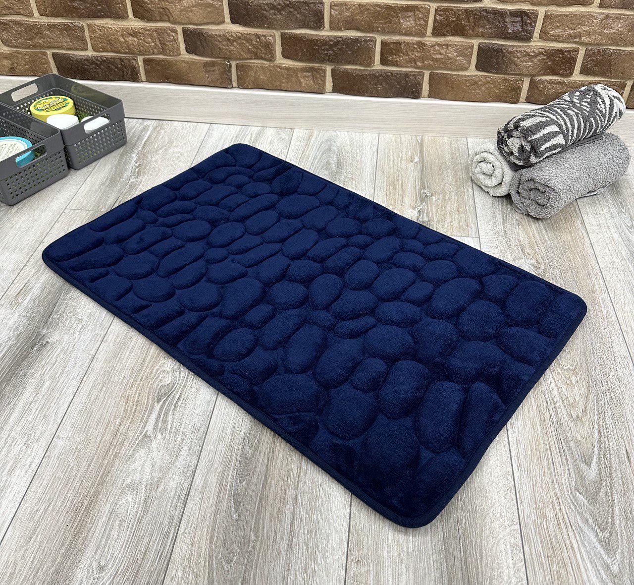 Коврик для ванной Stone Premium Memory Foam 60х40 см Синий (KMS0006) - фото 5 Коврик для ванной Stone Premium Memory Foam 60х40 см Синий (KMS0006) - фото 5