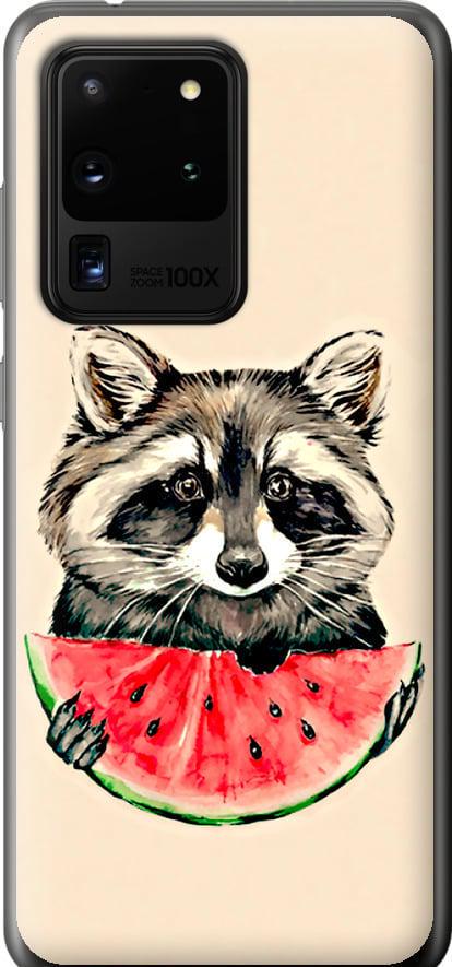 Чехол на Samsung Galaxy S20 Ultra Енотик с арбузом (4605t-1831-42517) Чехол на Samsung Galaxy S20 Ultra Енотик с арбузом (4605t-1831-42517)