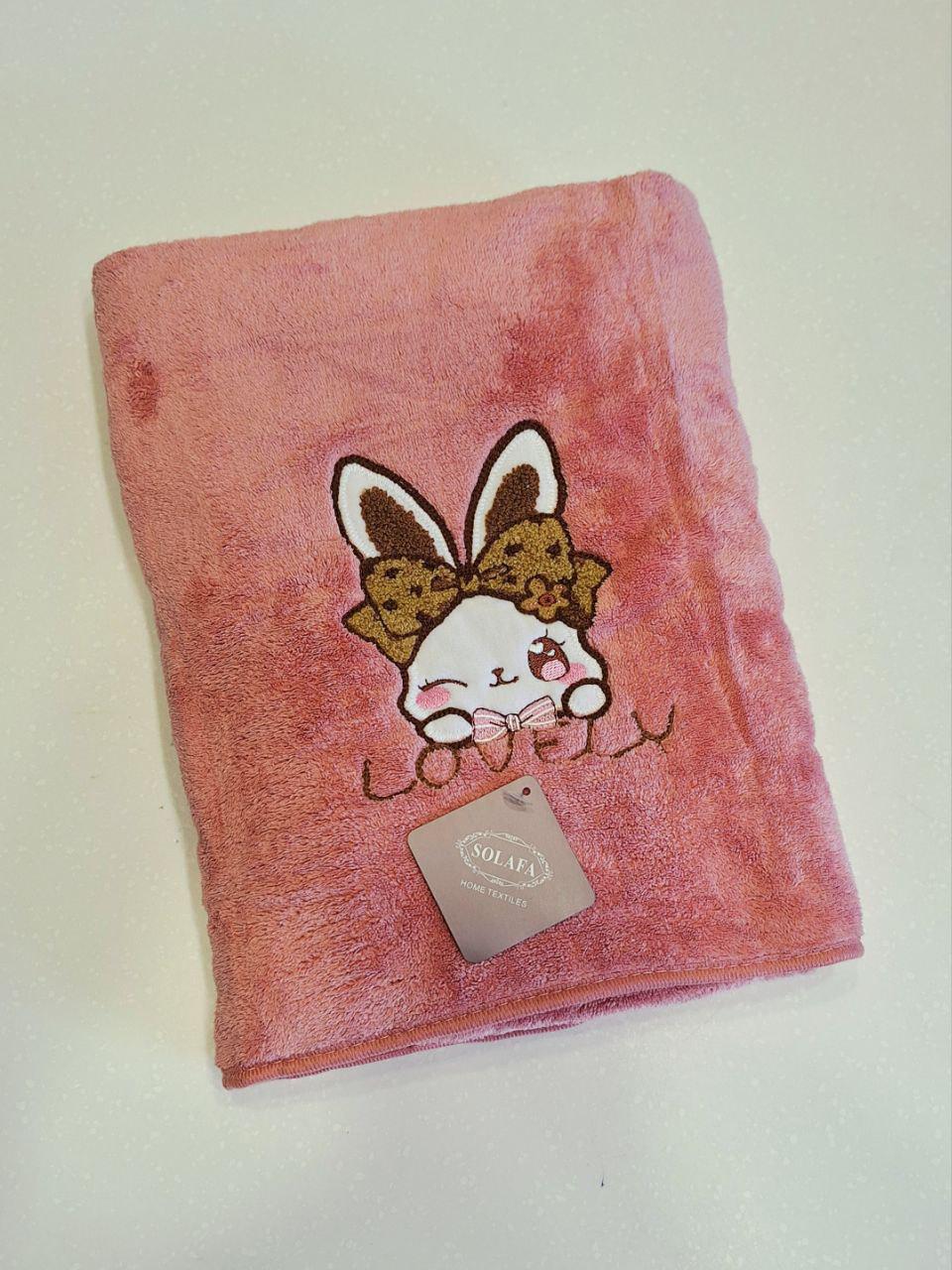 Полотенце для лица Solafa Зайчонок из микрофибры 50х100 см Коралловый (2106)