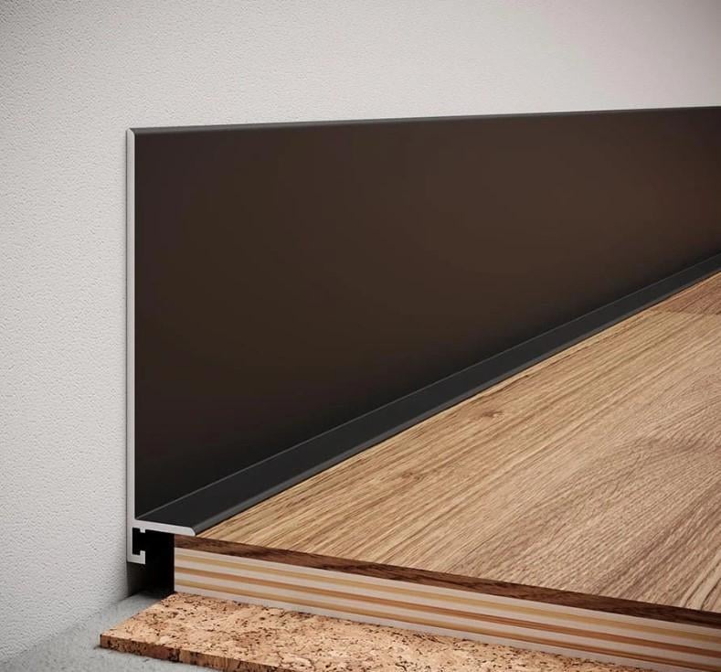 Плинтус алюминиевый ALU-NL60 под клипсу 60х12х2700 мм Черный (23255528)