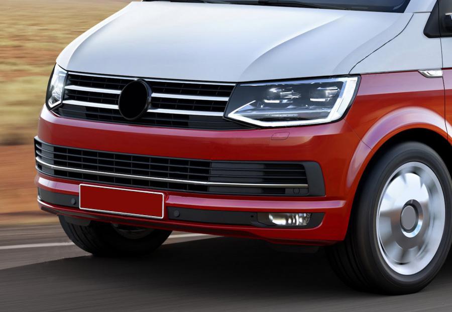 Накладки на решетку бампера2015-2019 Omsa Line для Volkswagen T6 нержавеющая сталь Хром - фото 2