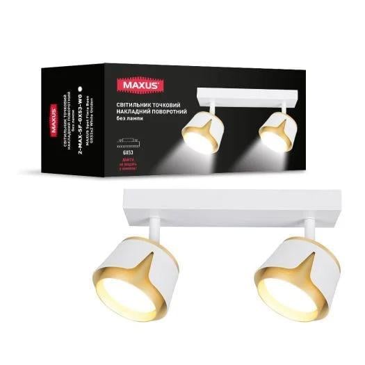 Світильник-спот точковий накладний поворотний Maxus Spot Flora Base без лампи GX53x2 White/Golden (28685297)