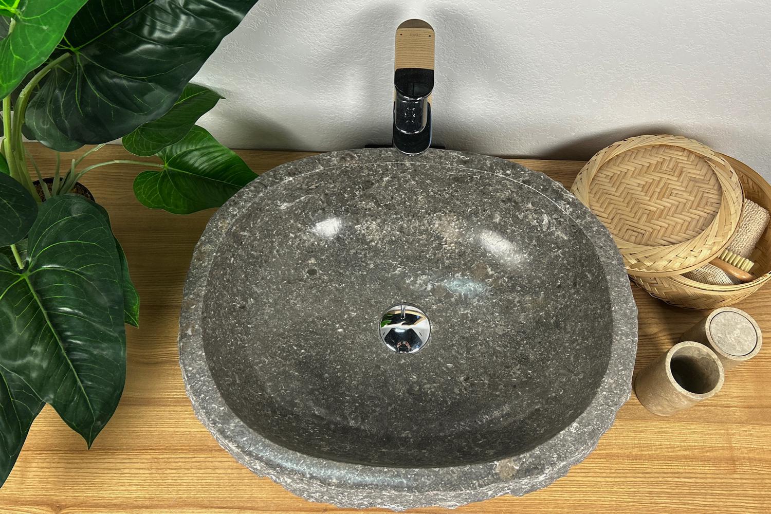 Раковина каменная овальной формы мрамор 52х42х16,5 см Серый (25072314) Раковина каменная овальной формы мрамор 52х42х16,5 см Серый (25072314)