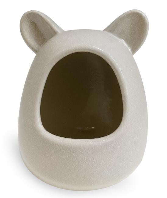Купалка керамічна для гризунів Mazceramics ручної роботи з вушками зерниста 15х16х21 см Сірий