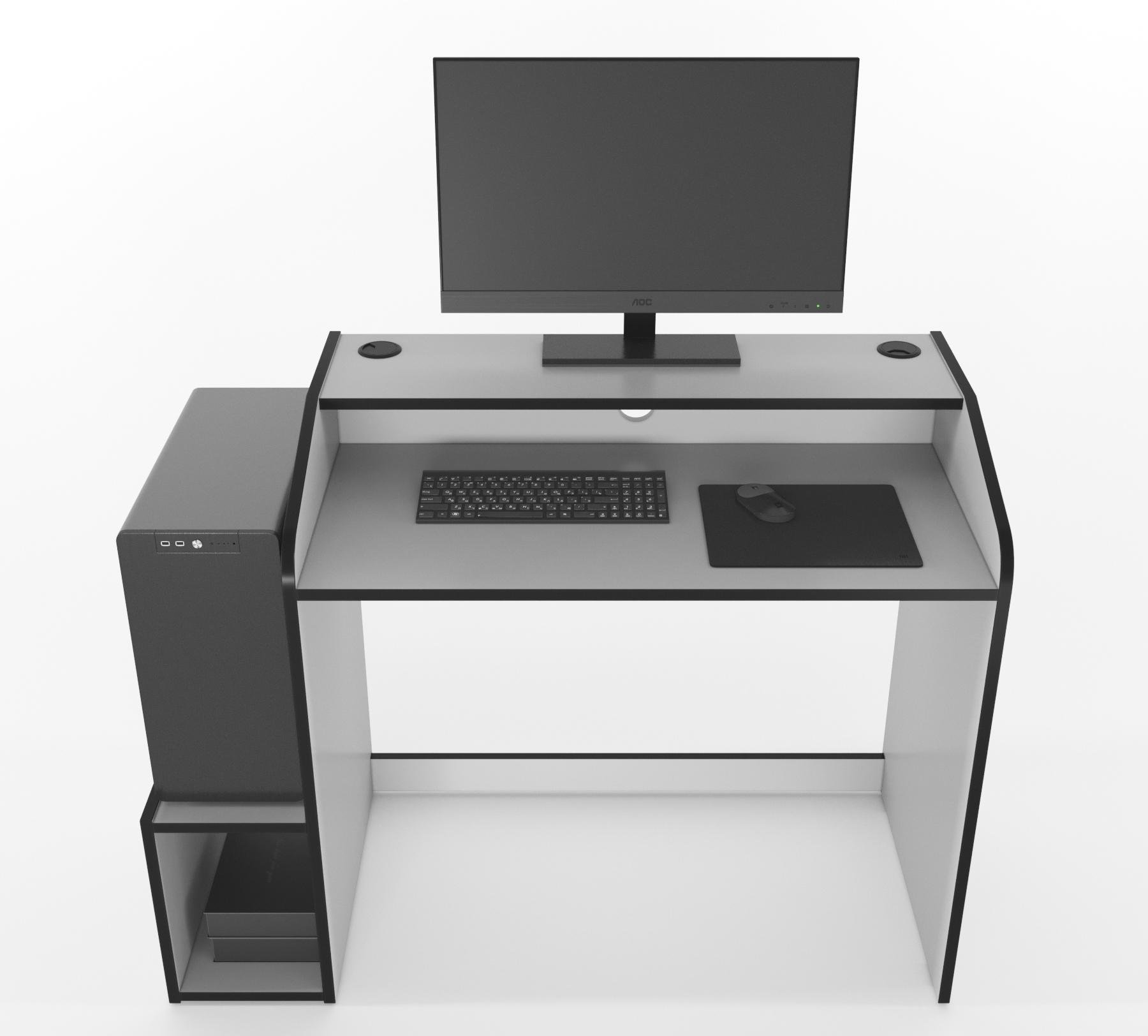 Стол геймерский Zeus Wakanda W2 ЛДСП Бело-черный (W2)