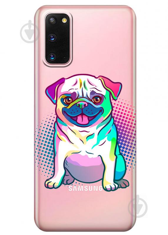 Прозрачный силиконовый чехол iSwag для Samsung Galaxy S20 Мопс (M1059)
