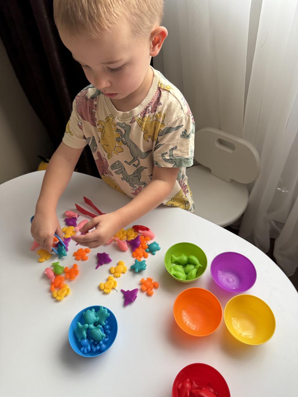 Набір для сортування 56 деталей з мисочками і пінцетом (28) - фото 5 Набір для сортування 56 деталей з мисочками і пінцетом (28) - фото 5