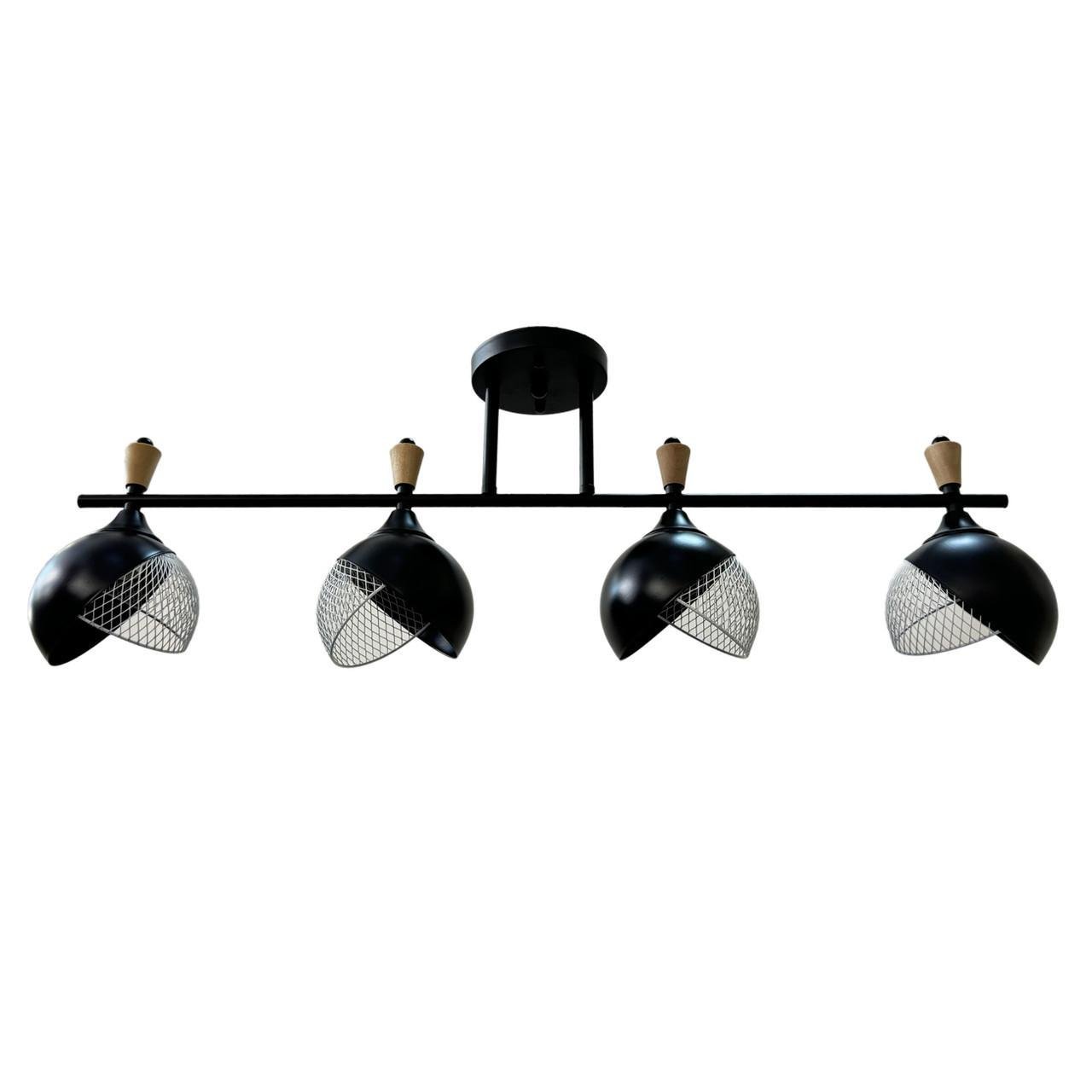 Люстра потолочная Numina 3-N6418/4 BK+WOOD на четыре лампы Черный