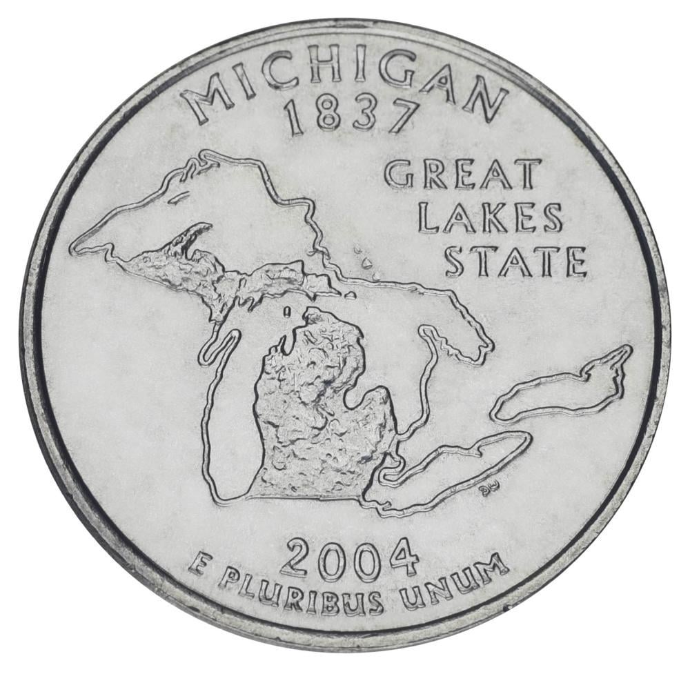 Коллекционная монета США 25 центов 2004 D Штаты и территории - Мичиган UNC (KM#355)