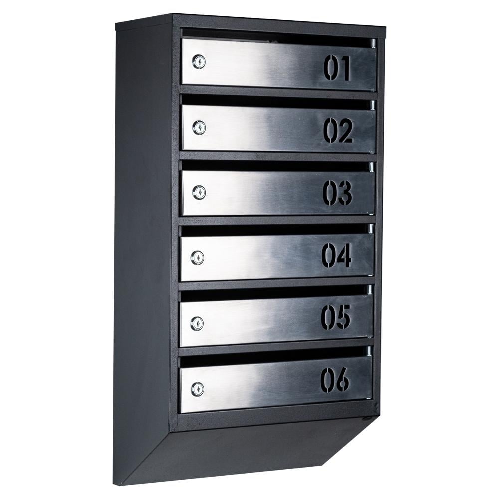 Ящик почтовый многосекционный ЯП06B Черный/Нержавеющая сталь (24061047)