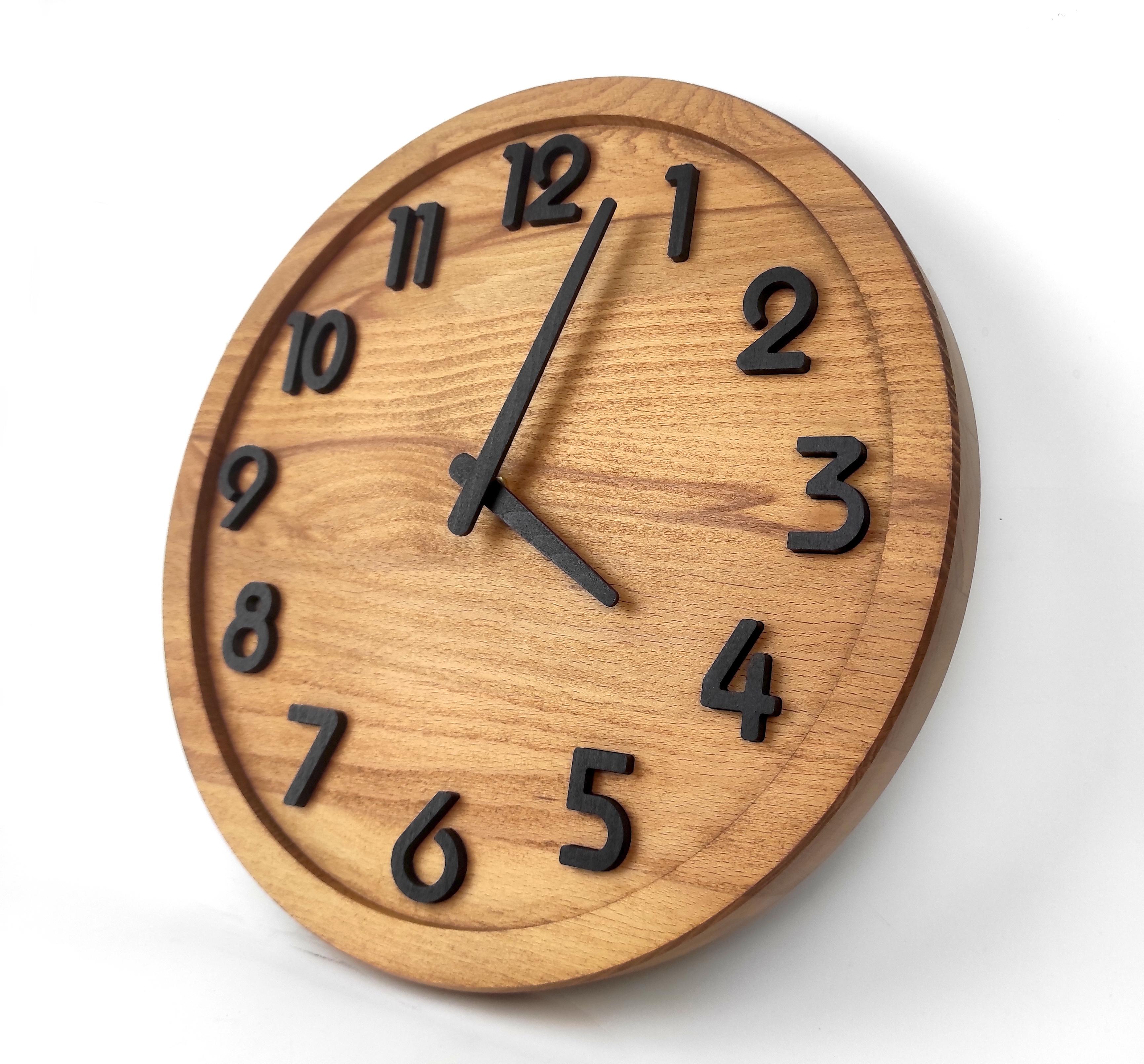 Часы настенные из натурального дерева Wooden круглые с подставкой 31 см (01007)