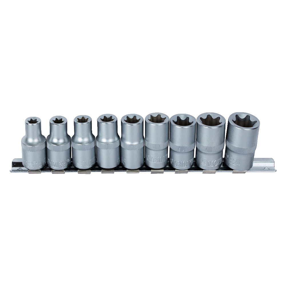 Набір головок Sigma CrV Torx 1/2" на планці 9 од. (51937) Набір головок Sigma CrV Torx 1/2" на планці 9 од. (51937)