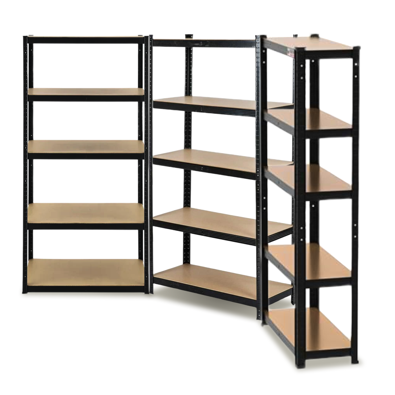 Стеллаж металлический 2 секции 10 полок МДФ до 150 кг на полку 150х210х30 см Черный (2334326487)