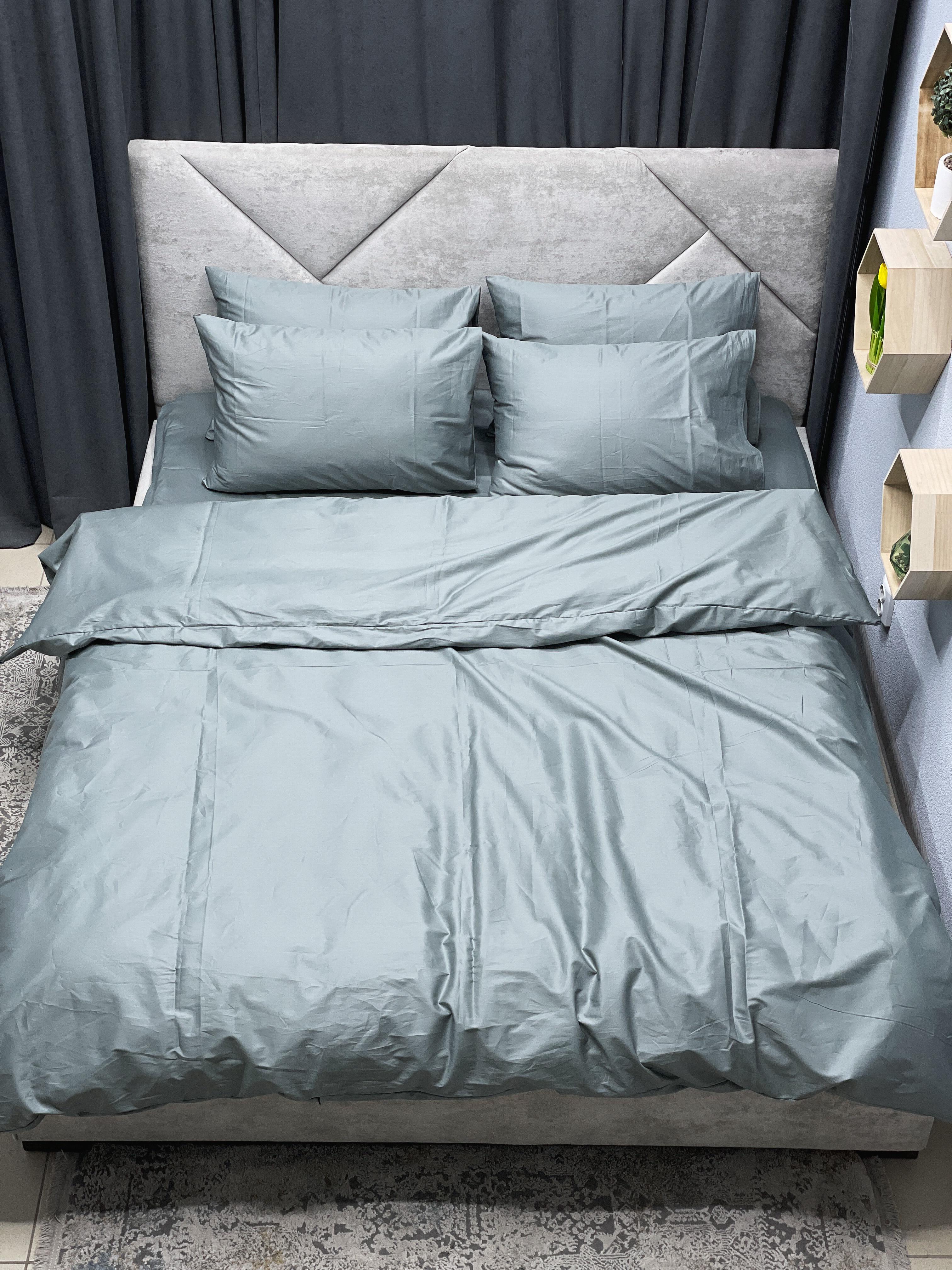 Комплект постельного белья Ego-textile 9904S сатин однотонный Серый (199191462)