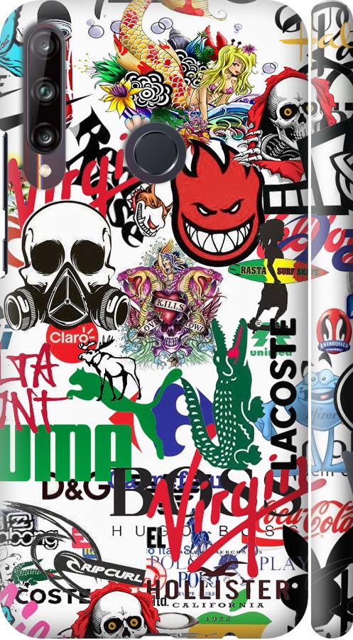Чехол на Huawei P40 Lite E Many different logos (4022m-1875-42517)