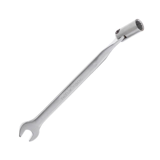 Ключ ріжково-накидний шарнірний Intertool 9 мм CrV покриття сатин-хром (XT-1409)