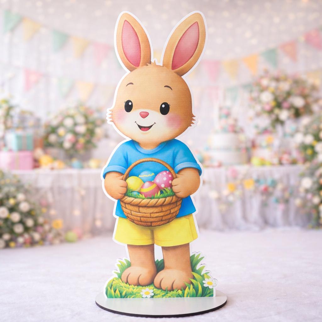 Фигура ростовая для фотозоны пасхальный заяц с корзиной 74 см (5279-41)