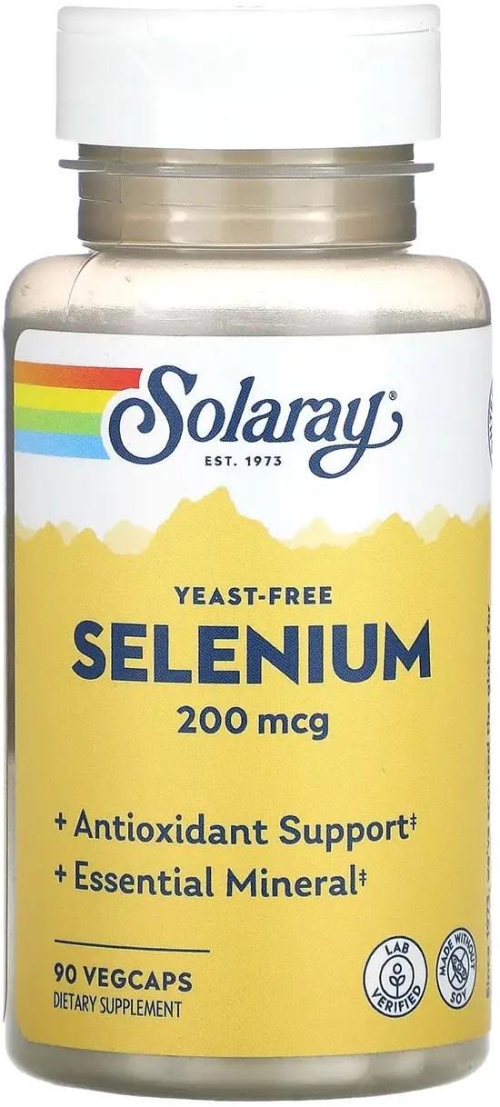 Селен без дрожжей Solaray Selenium Yeast Free 200 мкг 90 анських капсул