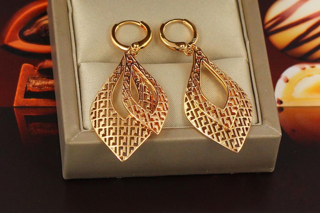 Серьги подвески Xuping Jewelry Миндаль 5,2 см Золотистый (1738907353)