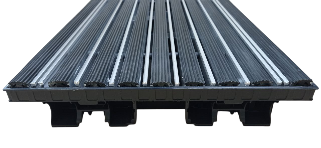 Решетка грязезащитная Лен резина/скребок в пластиковом поддоне 60х40 см (7422106)