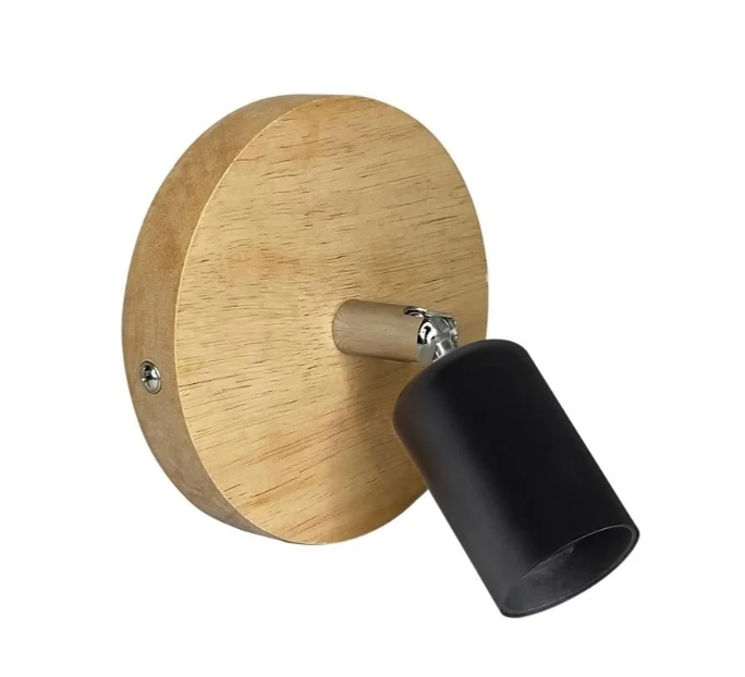 Бра в скандинавском стиле SK-S3 с деревянной основой черное з хромовим шарниром