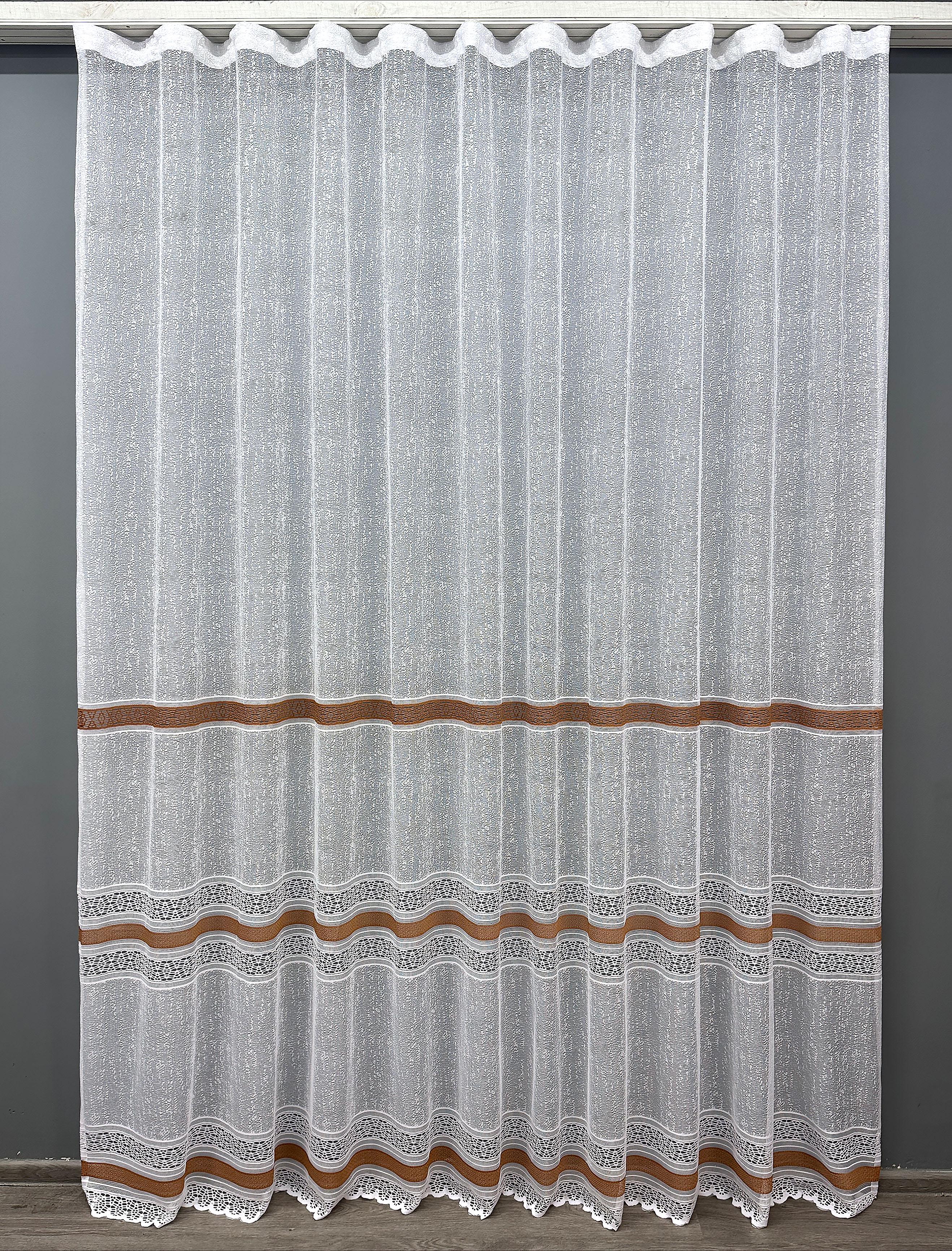 Тюль VR-Textil 1550т жаккард 300х270 см Белый/Коричневый (42-0474) Тюль VR-Textil 1550т жаккард 300х270 см Белый/Коричневый (42-0474)
