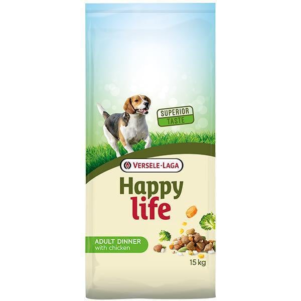 Корм сухой для взрослых собак всех пород Happy life Dinner with Chicken Premium Курица с овощами 15 кг (311066)