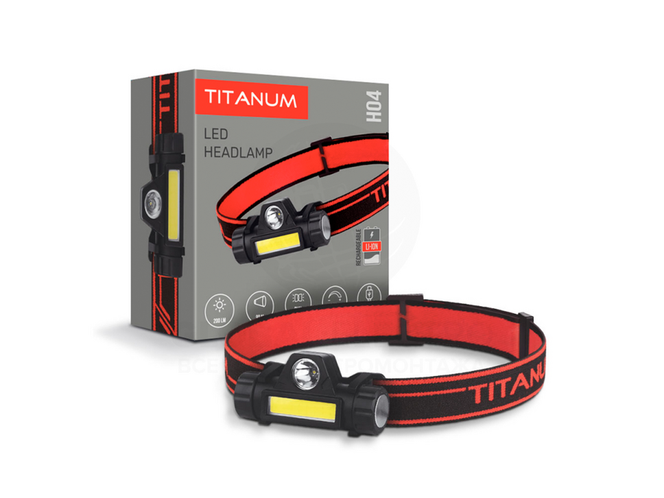 Фонарь налобный аккумуляторный TITANUM TLF-H04 200Lm 6500K (5872)