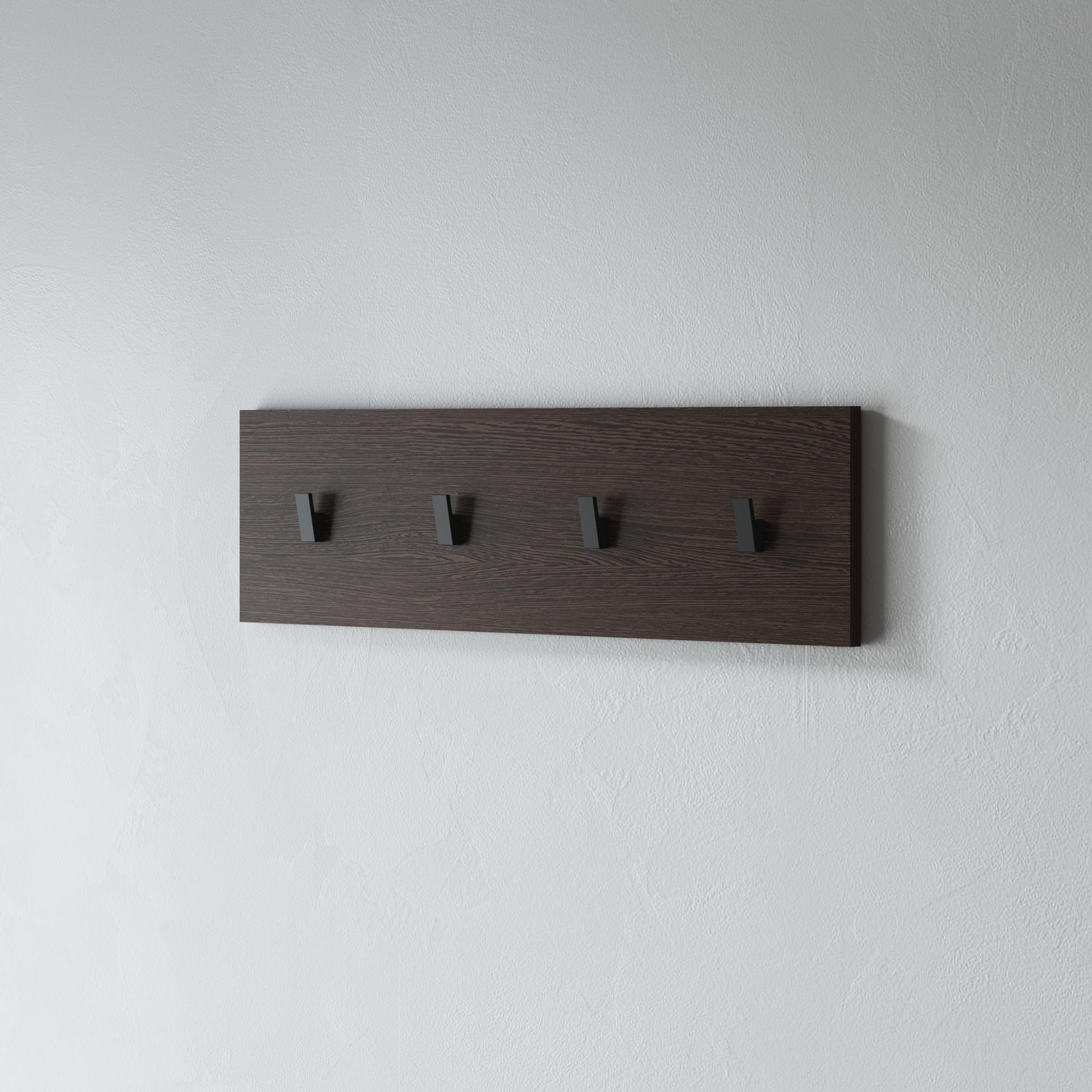 Вешалка настенная на 4 крючка в прихожую 800x220x30 мм Венге темный (hm-47-vg)