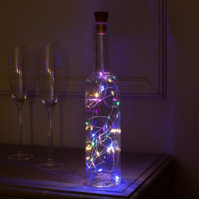 Гирлянда пробка от батареек ААА/20 LED/2 м разноцветная без мерцания (7847) Гирлянда пробка от батареек ААА/20 LED/2 м разноцветная без мерцания (7847)