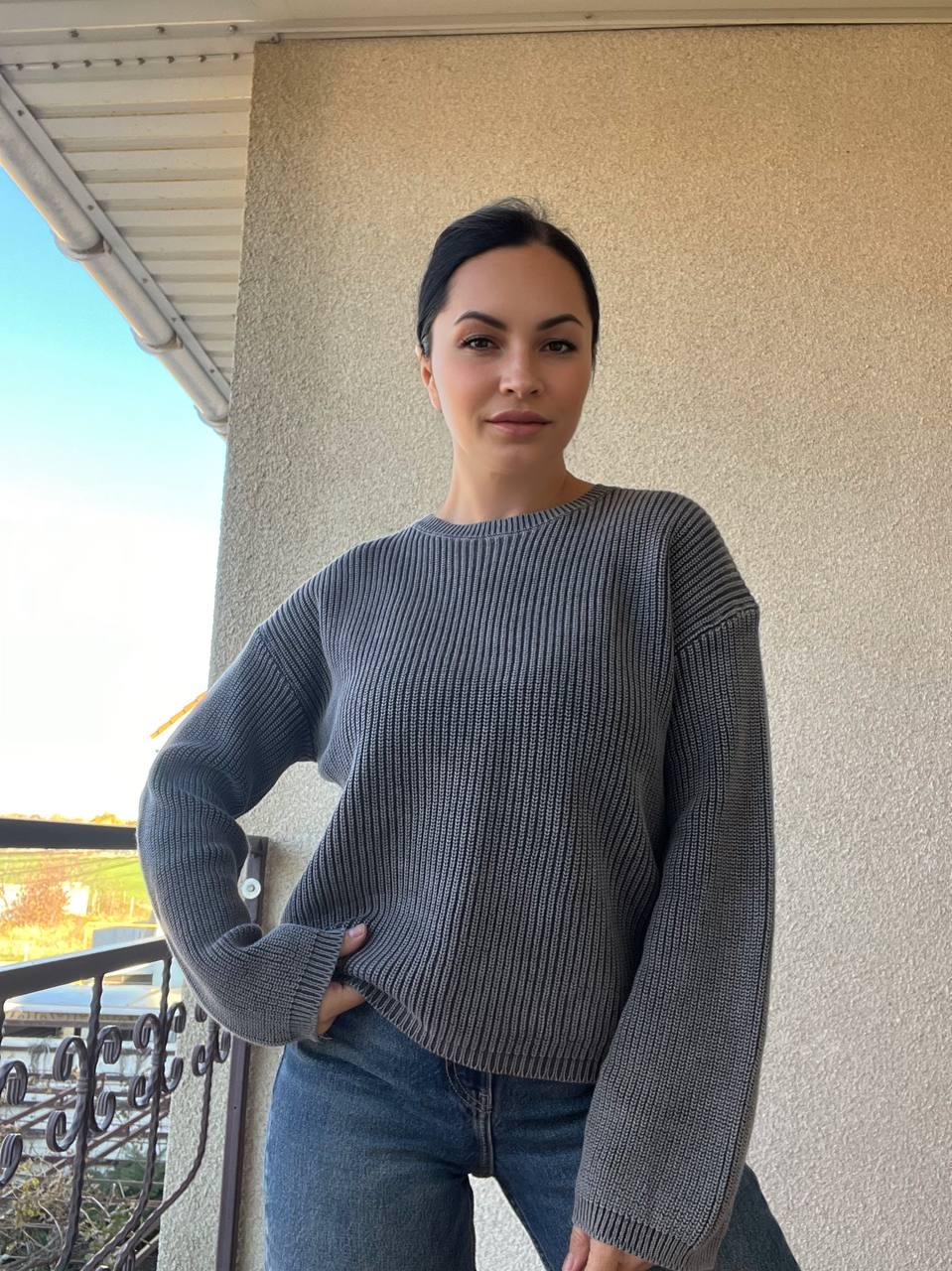 Светр жіночий A-N 875 варка в'язка OS Графітовий (3165) - фото 8 Светр жіночий A-N 875 варка в'язка OS Графітовий (3165) - фото 8